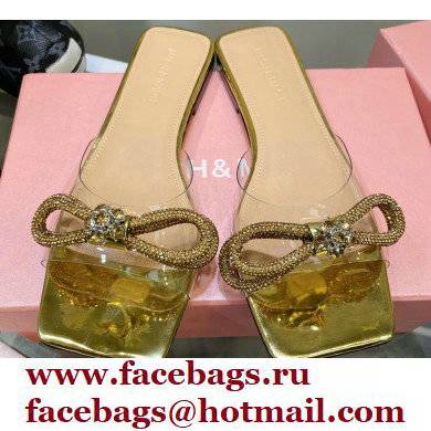 Mach & Mach Crystal Double Bow Slides PVC Gold 2022